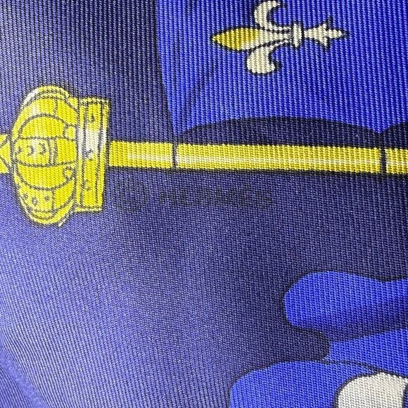 HERMES Hermes Carre 90 Scarf Muffler PAVOIS Ship Flag Pattern 100% Silk blue - Picture 15 of 16